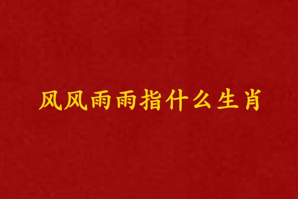 风风雨雨指什么生肖