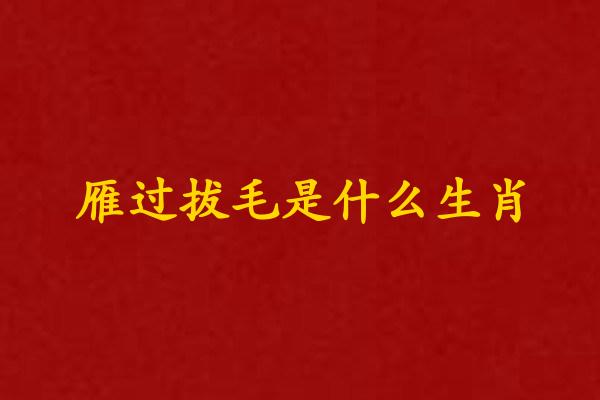 雁过拔毛是什么生肖